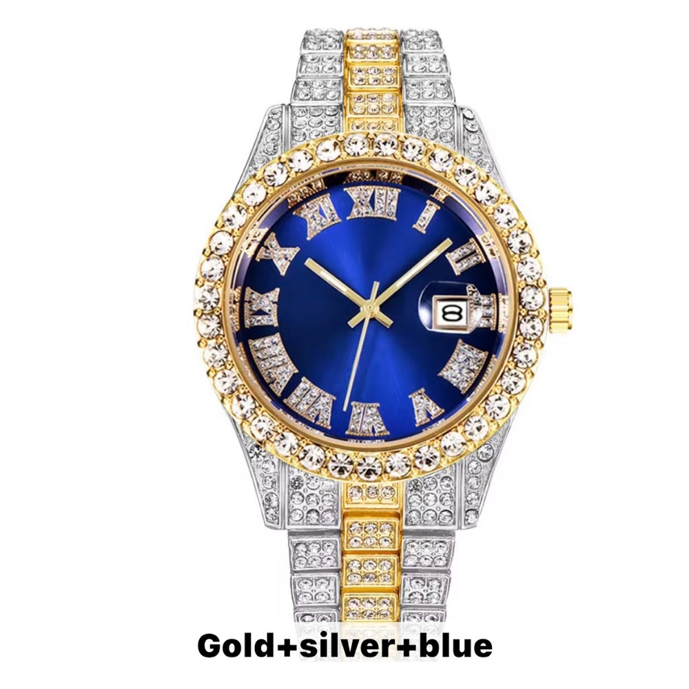 Hip Hop alloy and rhinestones iced out wrist quartz to watch - Picture 1 of 2